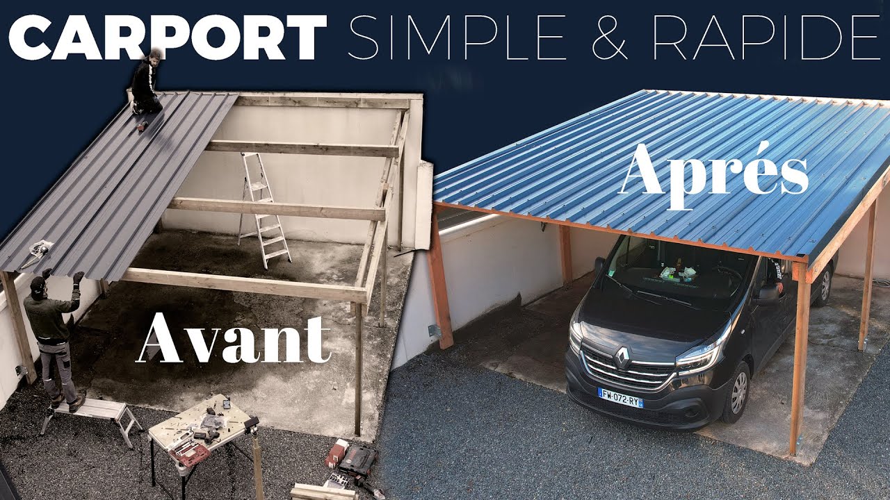 Bois et tôles bac acier : un carport double, simple et solide